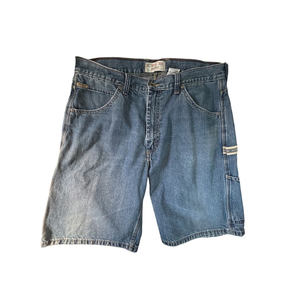 Levi Strauss Signature Mens Blue Denim Carpenter Shorts Medium Wash Size 34